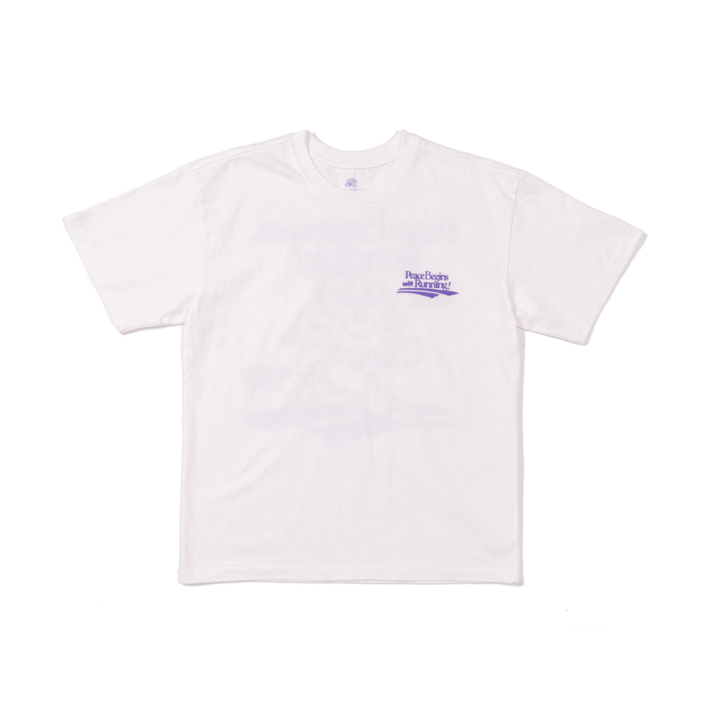 PEACE BEGINS WITH RUNNING TEE (OFF WHITE) / ピースビギンズウィズランニングティー (オフホワイト)