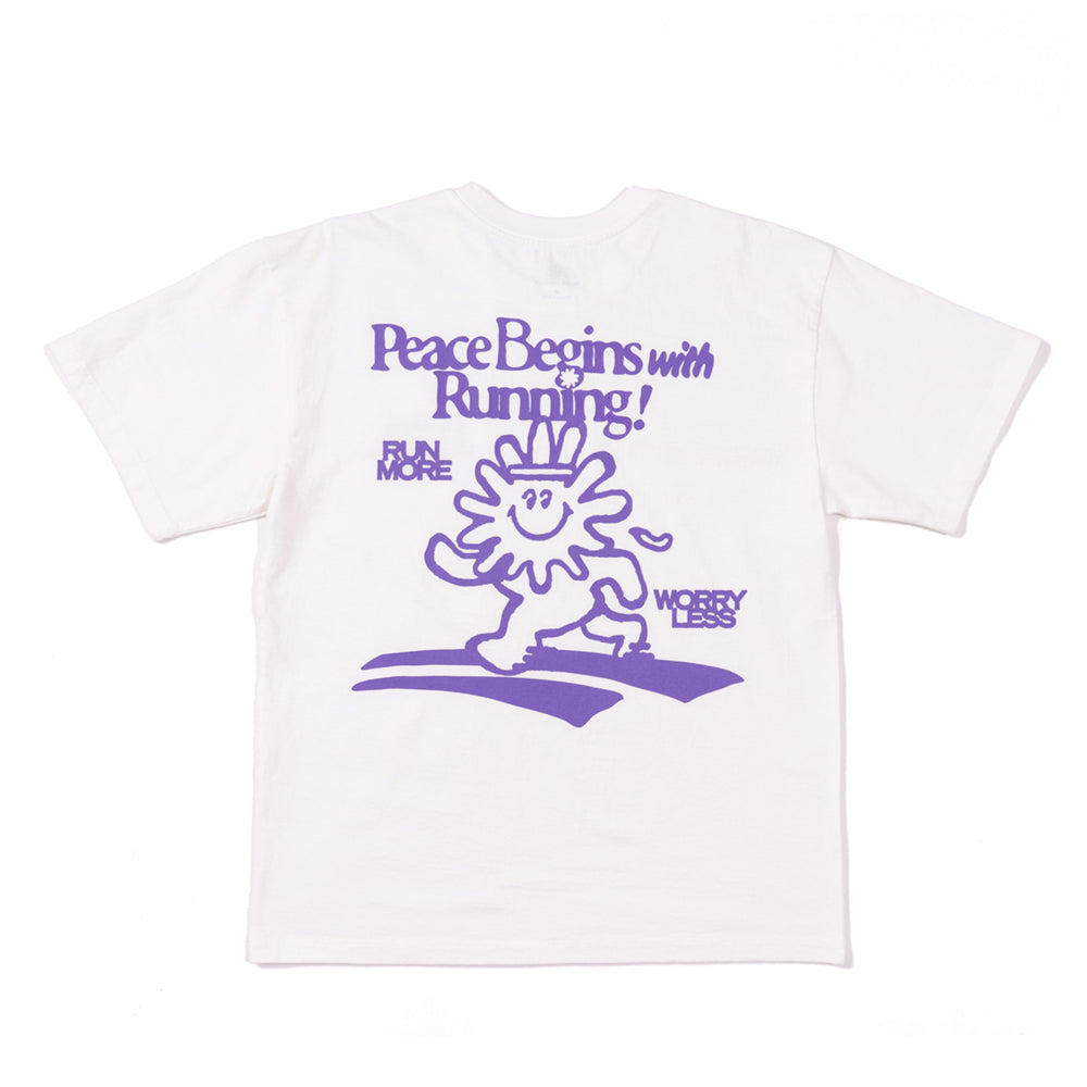 PEACE BEGINS WITH RUNNING TEE (OFF WHITE) / ピースビギンズウィズランニングティー (オフホワイト)