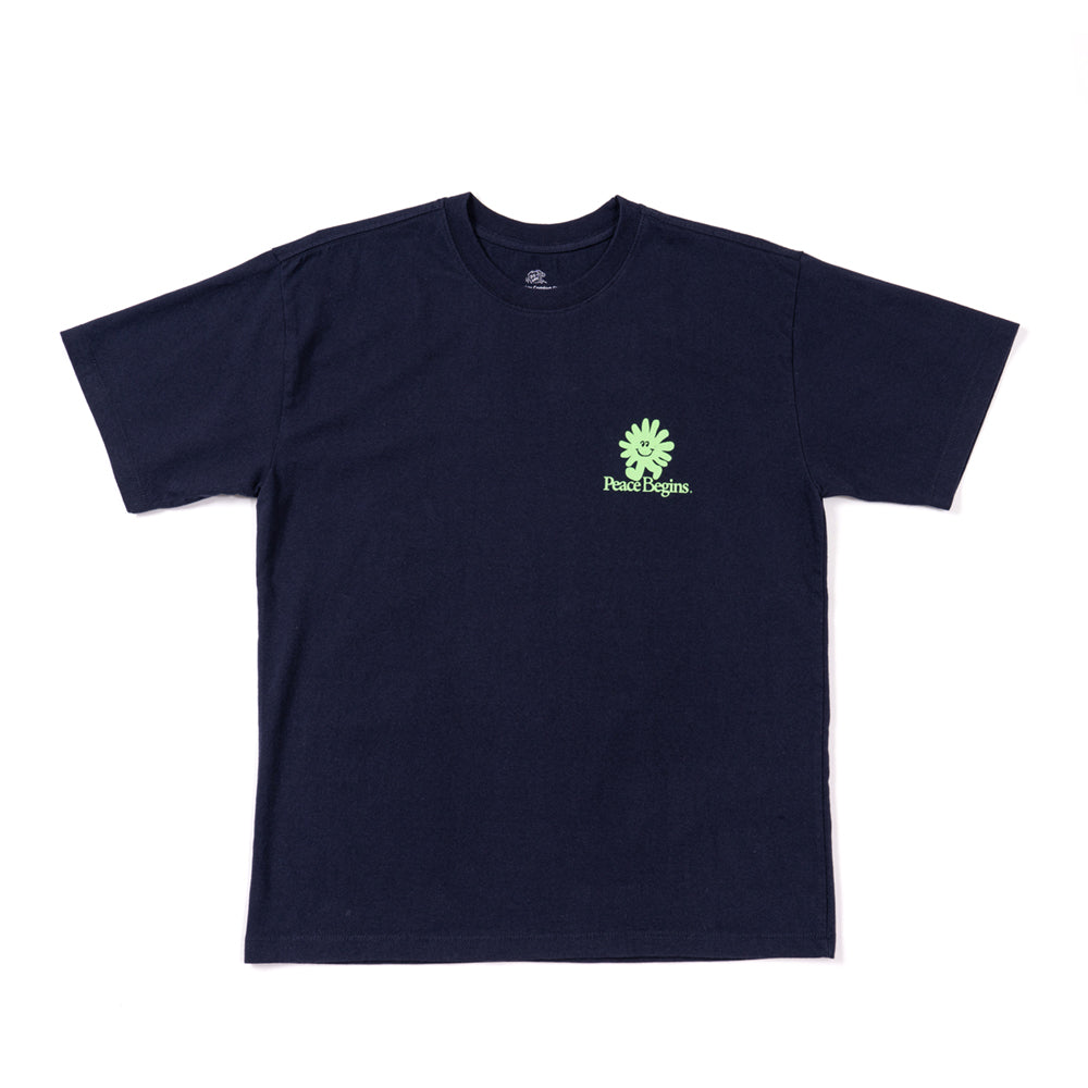FLOWER RUN PEACE RUN TEE (NAVY BLUE) / フラワーランピースランティー (ネイビーブルー)